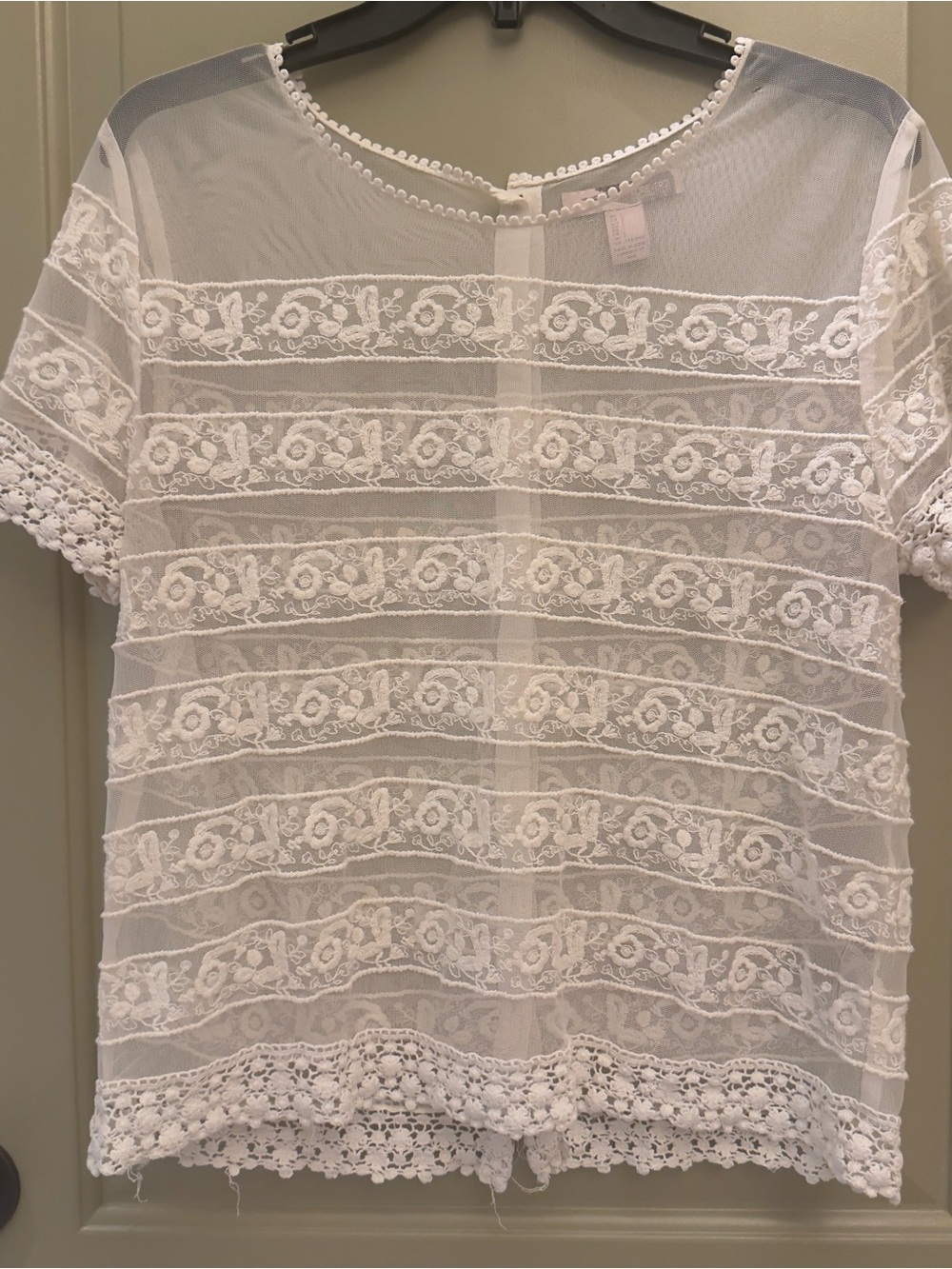 Forever 21 White Lace Crochet Short Sleeve Top